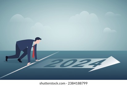 Business planning, New journey, competition concept.Start of a race, new year, 2024