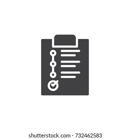 Business planning on paper clipboard icon vector, filled flat sign, solid pictogram isolated on white. Success symbol, logo illustration.