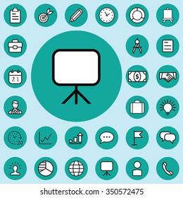 business planning outline, thin, flat, digital icon set for web and mobile