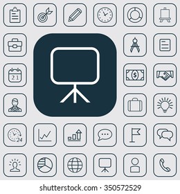 business planning outline, thin, flat, digital icon set for web and mobile