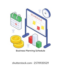 Business Planning Schedule isometric Colored illustration. EPS File stock illustration