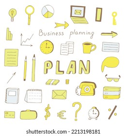 Business Planning Set, Vektorgrafik, handgezeichnet