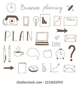 Business Planning Set, Vektorgrafik, handgezeichnet