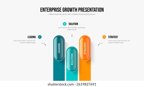 Business Planning Slide Design Vector Illustration. Investor Introduction 3 Option Diagram Frame Template. Creative Profile Three Element Infographic Presentation Layout.