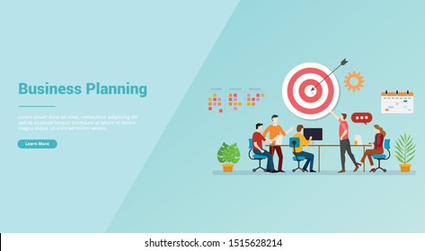business planning strategy meeting team for website template or banner landing homepage - vector