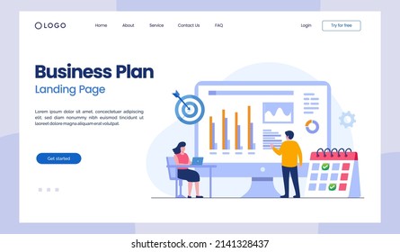 business planning, target, business workflow, time management, planning, task app, teamwork, meeting. Creative flat design for web banner, marketing material, business presentation landing page