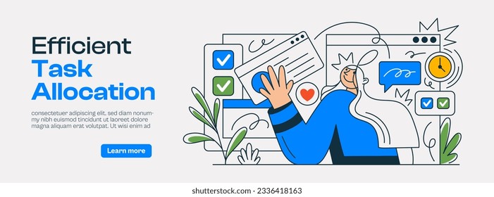 Concepto de planificación empresarial y gestión de tareas. Ilustración vectorial plana aislada en fondo blanco