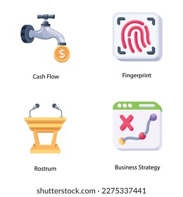 Business Planning and Technology Flat Icons 

