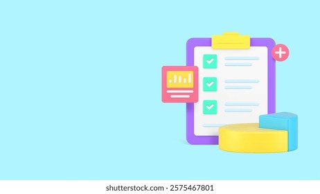 Business planning time management checklist analyzing banner copy space vector illustration. Work productivity efficient organization deadline managing process analysis to do check document