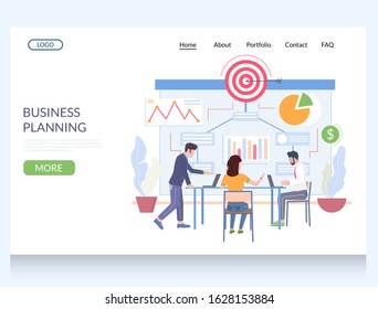 Business planning vector website template, web page and landing page design for website and mobile site development. Work process management, scheduling, business strategy, goal.