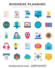 Iconos web de planificación empresarial en estilo plano.