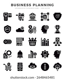 Business Planning web icons in Glyph style.