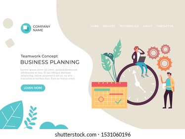 Business planning web page banner poster concept. Vector flat cartoon graphic design illustration