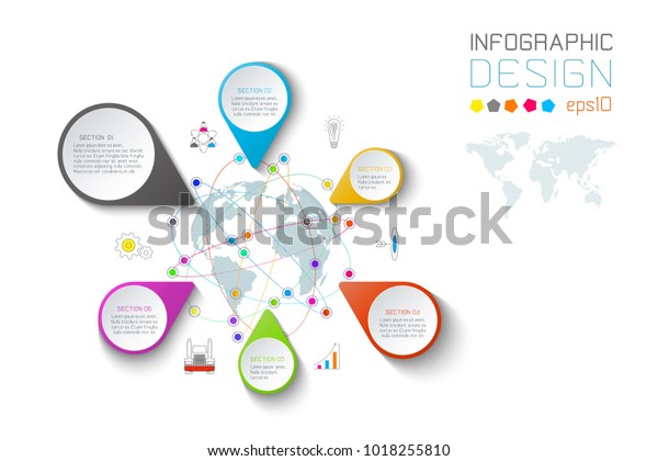 Business Pointing Labels Shape Infographic Around Stock Vector (Royalty ...