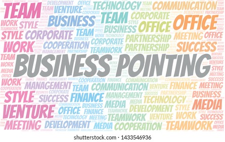 Business Pointing word cloud. Collage made with text only.