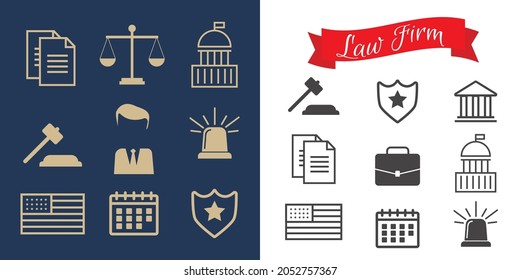 Business Policies Icons. Lawyer icons in flat style.