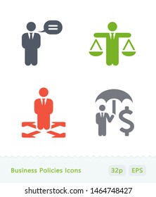 Business Policies - Sticker Icons. A set of 4 professional, pixel-perfect icons.