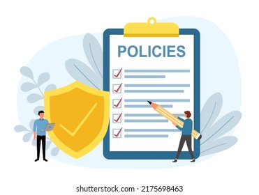 Business policy document concept vector illustration. Insurance policies.