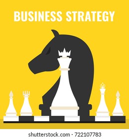 Business or politic strategy concept. Chess pieces on the board. Vector illustration.