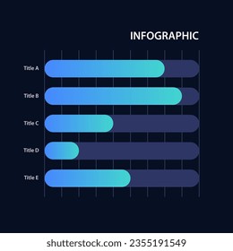 Business poll results information infographic chart design template for dark theme. Comparison. Infochart with horizontal bar graphs. Visual data presentation. Myriad Pro-Regular font used