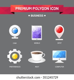 Business polygon icon set