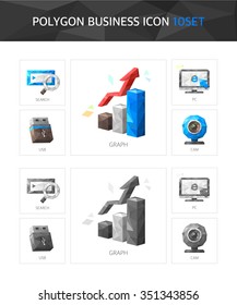 Business Polygon Icon Set