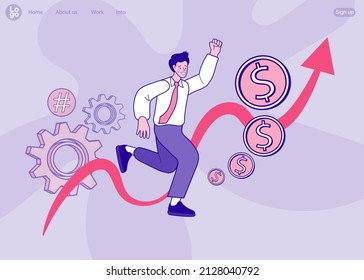 business porters a successful team. The investor holds money in ideas. financing of creative projects. Money growth prediction and progress report. sales improvement. Financial forecast vector.