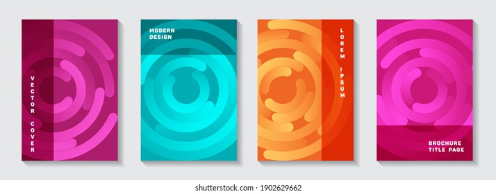 Business portfolio title pages collection. Trendy presentation circles goemetry vector backdrops. Aim goal achievement circles concept. Minimal catalog front pages mockups.
