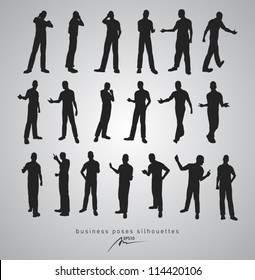 business poses silhouettes - vector illustration