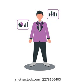 Business Poses. Vector illustration set of business people in work process.