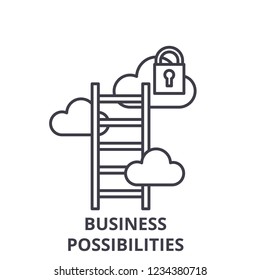 Business possibilities line icon concept. Business possibilities vector linear illustration, symbol, sign