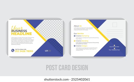 Postal de negocios o EDDM Plantilla Diseño de color azul y naranja diseño de postal corporativa de negocios para su negocio. Corporativa, lujoso, Plantilla de postal profesional