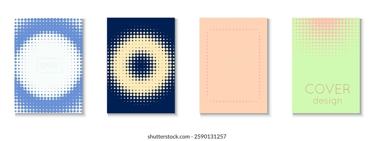 Business Poster Set. Color Circles On Memphis Layout. Linear Shapes In Annual Frame. Wave Flyer. Minimalist Dot Cover. Geometric Music Texture. Trendy Business Poster