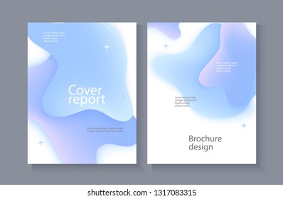 Business poster template with blue gradient liquid drop shapes on white background with copy space - vector illustration of report cover with abstract geometric shapes with fluid color.