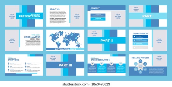 business power point template with corona virus concept. vector illustration