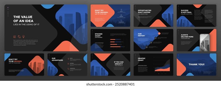 Business Powerpoint presentation template. Use for modern Keynote presentation background, brochure design, website slider, landing page, annual report, company profile, Google slides template.