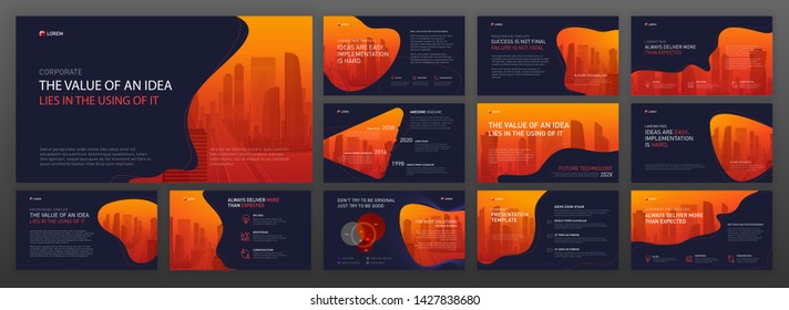 Conjunto de plantillas de presentación de PowerPoint para empresas. Se utiliza para el fondo de la presentación de los discursos principales, diseño del folleto, control deslizante del sitio web, página de inicio, diseño del perfil de la empresa.