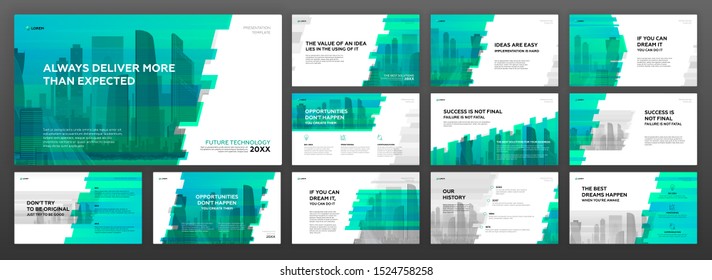 Business powerpoint presentation templates set. Use for modern keynote presentation background, brochure design, website slider, landing page, annual report, company profile.