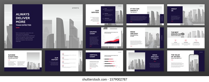 Business powerpoint presentation templates set. Use for modern keynote presentation background, brochure design, website slider, landing page, annual report, company profile, social media banner