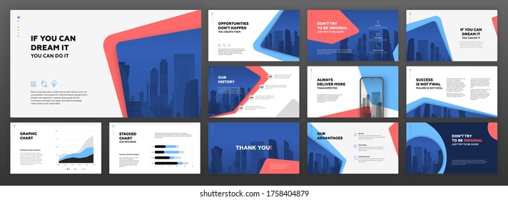 Business powerpoint presentation templates set. Use for modern keynote presentation background, brochure design, website slider, landing page, annual report, company profile, banner.