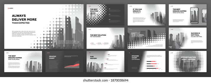 Business powerpoint presentation templates set. Use for powerpoint presentation background, brochure design, website slider, landing page, annual report, social media banner.