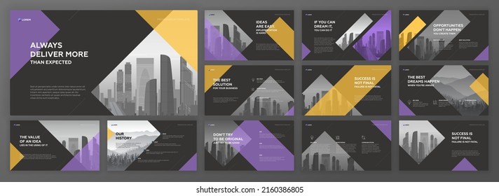 Business Powerpoint Presentation Templates Set. Use For Modern Keynote Presentation Background, Brochure Design, Website Slider, Landing Page, Annual Report, Company Profile.