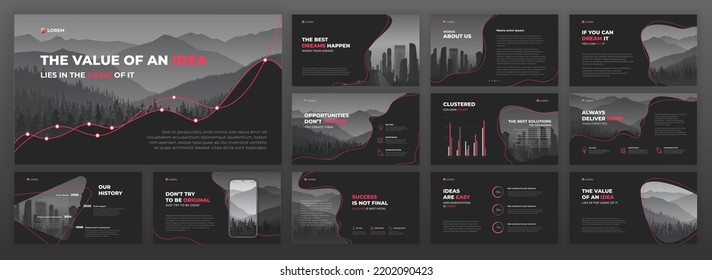 Conjunto de plantillas de presentación para empresas. Uso para los antecedentes de presentación, diseño de folletos, deslizador de sitio web, página de inicio, informe anual.