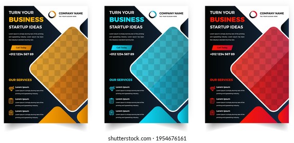 Business Premium Flyer Template. A4 company business flyer design.  Annual report vector flyer.