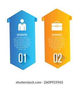 Business presentation 2 step infographic chart list template design