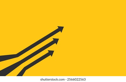 Business presentation with 3 arrows rising on color background template. Vector illustration.
