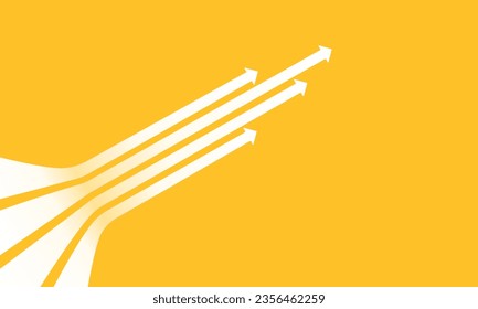 Business presentation with 4 arrows rising on yellow background template. Vector illustration.