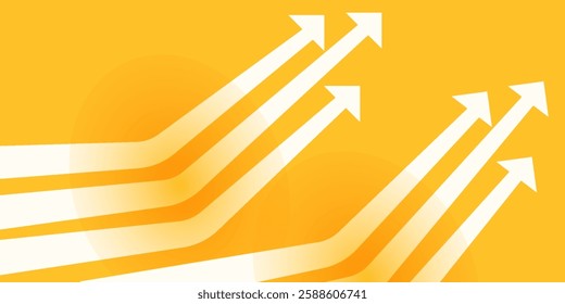 Business presentation with 4 arrows rising on yellow background template. Vector illustration.