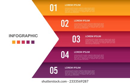 Business presentation with 5 steps to success template. Vector illustration. 