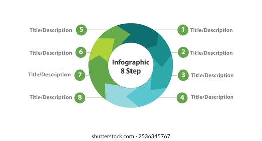 Business Presentation 8-Step Arrow Infographic with Icon vector illustration business design background 